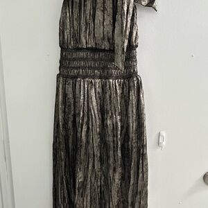 BCBGMaxAzria Metallic Black and Bronze Maxi Dress
